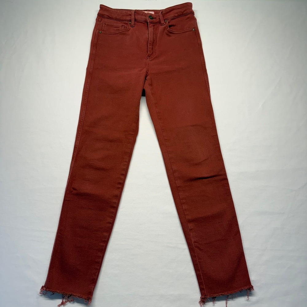 Free People Terracotta Rust High Rise Raw Hem Jeans Size 28 Frayed Hem